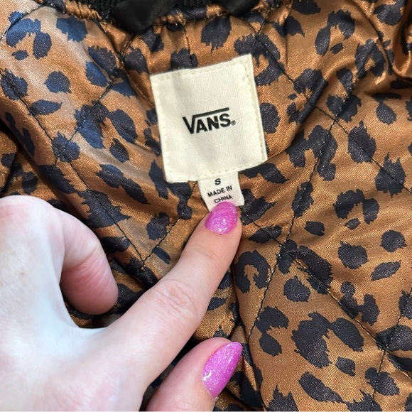 Vans Black Satin Bomber Jacket with Star Embroidery, Small - Picture 6 of 12